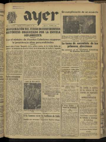 'Ayer : diario informativo de la mañana' - Año IX Número 2580 - 1944 octubre 27