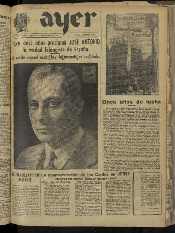 'Ayer : diario informativo de la mañana' - Año IX Número 2582 - 1944 octubre 29