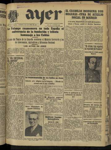 'Ayer : diario informativo de la mañana' - Año IX Número 2583 - 1944 octubre 31