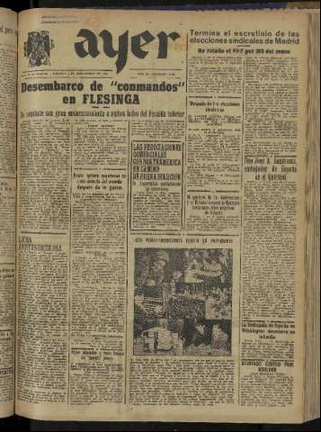 'Ayer : diario informativo de la mañana' - Año IX Número 2586 - 1944 noviembre 3
