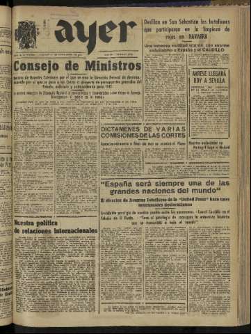 'Ayer : diario informativo de la mañana' - Año IX Número 2593 - 1944 noviembre 11