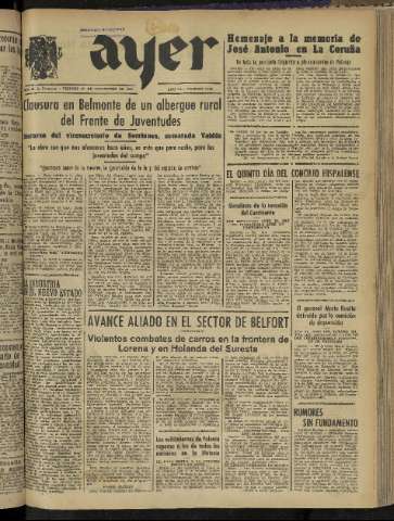 'Ayer : diario informativo de la mañana' - Año IX Número 2598 - 1944 noviembre 17