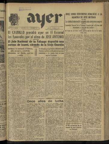 'Ayer : diario informativo de la mañana' - Año IX Número 2601 - 1944 noviembre 21