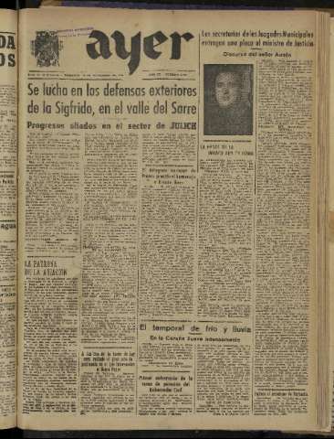 'Ayer : diario informativo de la mañana' - Año IX Número 2618 - 1944 diciembre 10
