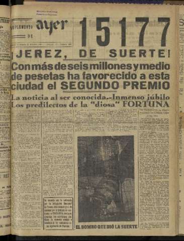 'Ayer : diario informativo de la mañana' - Año IX Número 2629 - 1944 diciembre 22