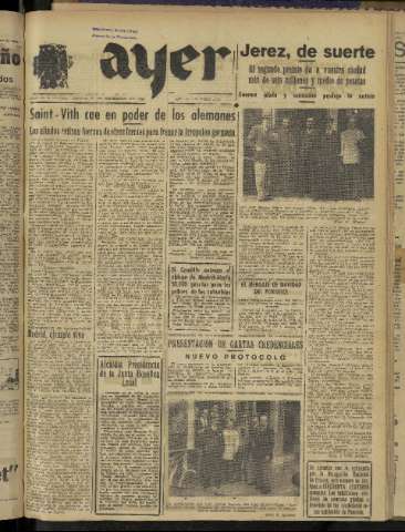 'Ayer : diario informativo de la mañana' - Año IX Número 2630 - 1944 diciembre 23