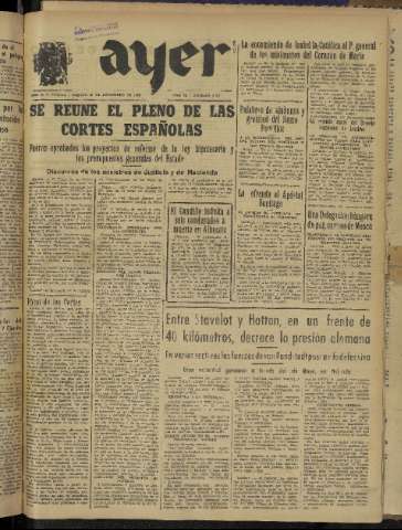 'Ayer : diario informativo de la mañana' - Año IX Número 2636 - 1944 diciembre 30