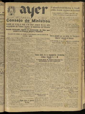 'Ayer : diario informativo de la mañana' - Año X Número 2667 - 1945 febrero 4