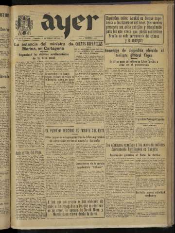 'Ayer : diario informativo de la mañana' - Año X Número 2696 - 1945 marzo 10