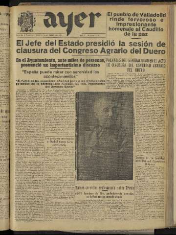 'Ayer : diario informativo de la mañana' - Año X Número 2757 - 1945 mayo 22