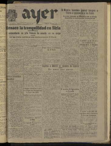 'Ayer : diario informativo de la mañana' - Año X Número 2769 - 1945 junio 5