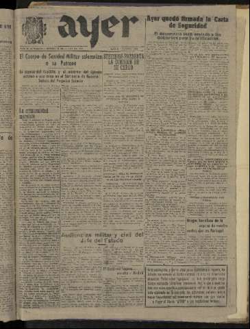 'Ayer : diario informativo de la mañana' - Año X Número 2789 - 1945 junio 28