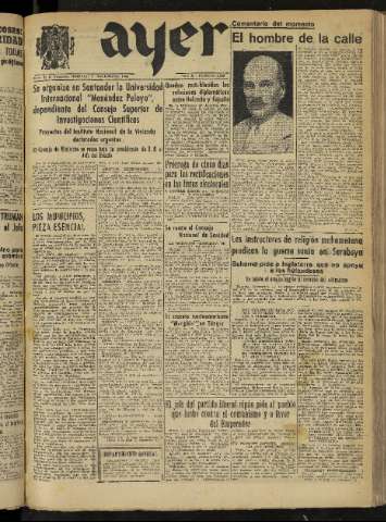 'Ayer : diario informativo de la mañana' - Año X Número 2906 - 1945 noviembre 11