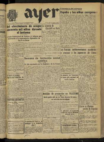 'Ayer : diario informativo de la mañana' - Año X Número 2908 - 1945 noviembre 14