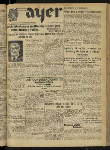 'Ayer : diario informativo de la mañana' - Año X Número 2909 - 1945 noviembre 15