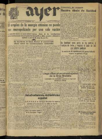 'Ayer : diario informativo de la mañana' - Año X Número 2910 - 1945 noviembre 16