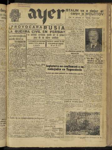 'Ayer : diario informativo de la mañana' - Año X Número 2924 - 1945 diciembre 2