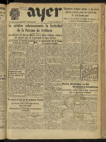 'Ayer : diario informativo de la mañana' - Año X Número 2926 - 1945 diciembre 5