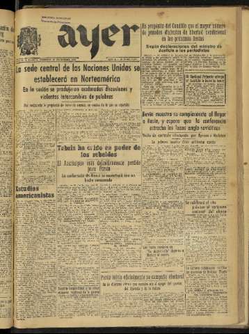 'Ayer : diario informativo de la mañana' - Año X Número 2936 - 1945 diciembre 16