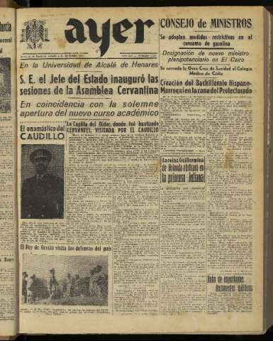'Ayer : diario informativo de la mañana' - Año XII Número 3495 - 1947 octubre 4