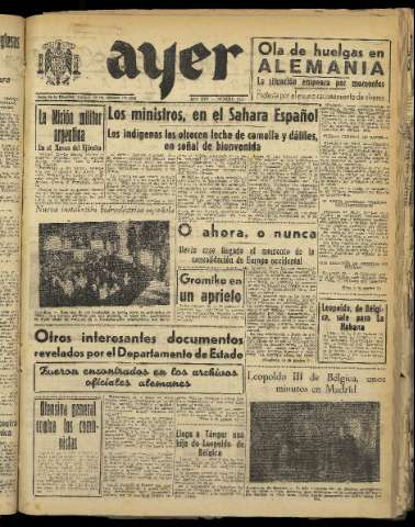 'Ayer : diario informativo de la mañana' - Año XIII Número 3589 - 1948 enero 23