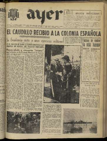 'Ayer : diario informativo de la mañana' - Año XIV Número 4135 - 1949 octubre 25