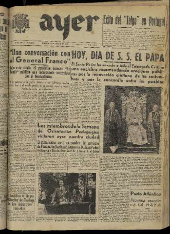 'Ayer : diario informativo de la mañana' - Año XV Número 4254 - 1950 marzo 12