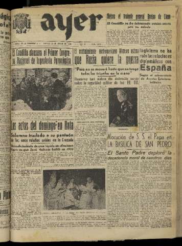 'Ayer : diario informativo de la mañana' - Año XV Número 4267 - 1950 marzo 28