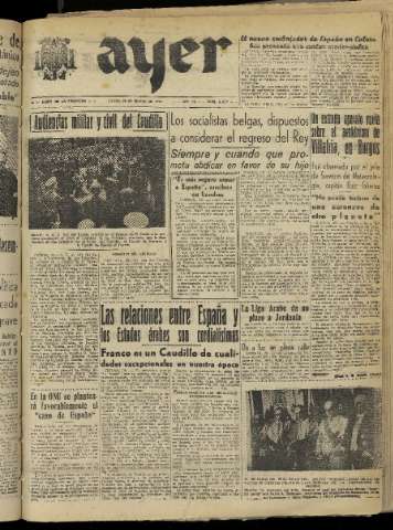 'Ayer : diario informativo de la mañana' - Año XV Número 4269 - 1950 marzo 30