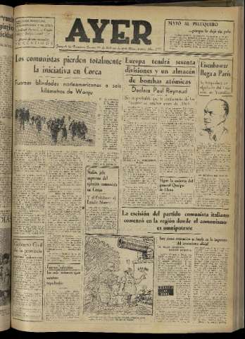 'Ayer : diario informativo de la mañana' - Año XVI Número 4548 - 1951 febrero 22