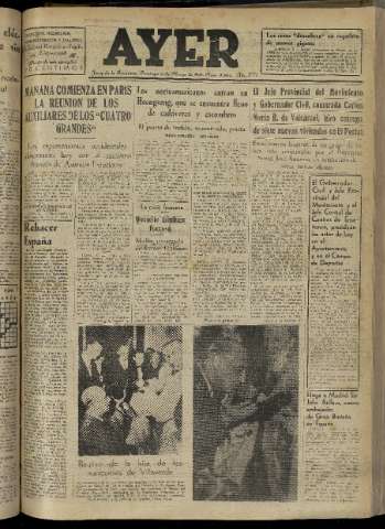 'Ayer : diario informativo de la mañana' - Año XVI Número 4557 - 1951 marzo 4