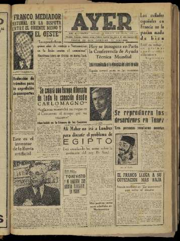 'Ayer : diario informativo de la mañana' - Año XVII Número 4845 - 1952 febrero 6