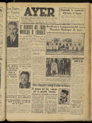 'Ayer : diario informativo de la mañana' - Año XVII Número 4930 - 1952 mayo 16