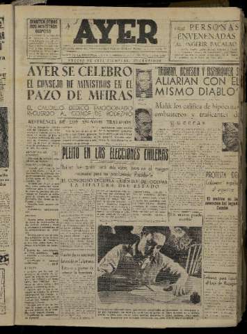 'Ayer : diario informativo de la mañana' - Año XVII Número 5027 - 1952 septiembre 6