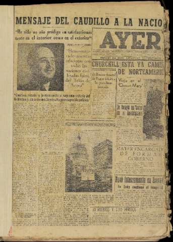 'Ayer : diario informativo de la mañana' - Año XVIII Número 5126 - 1953 enero 1