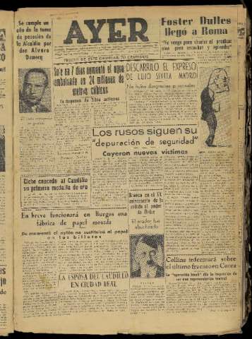 'Ayer : diario informativo de la mañana' - Año XVIII Número 5153 - 1953 febrero 1