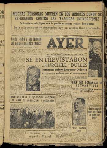 'Ayer : diario informativo de la mañana' - Año XVIII Número 5156 - 1953 febrero 5