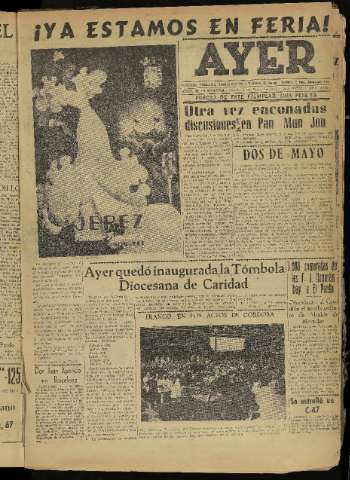 'Ayer : diario informativo de la mañana' - Año XVIII Número 5229 - 1953 mayo 2
