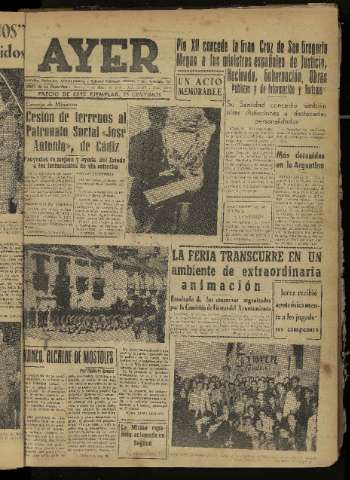 'Ayer : diario informativo de la mañana' - Año XVIII Número 5231 - 1953 mayo 5