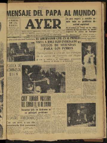 'Ayer : diario informativo de la mañana' - Año XVIII Número 5432 - 1953 diciembre 26