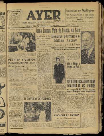 'Ayer : diario informativo de la mañana' - Año XIX Número 5440 - 1954 enero 5