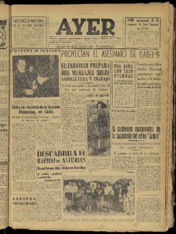 'Ayer : diario informativo de la mañana' - Año XIX Número 5446 - 1954 enero 12