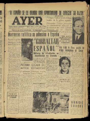 'Ayer : diario informativo de la mañana' - Año XIX Número 5455 - 1954 enero 22