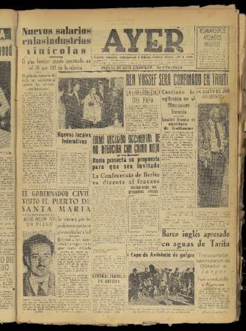 'Ayer : diario informativo de la mañana' - Año XIX Número 5460 - 1954 enero 28
