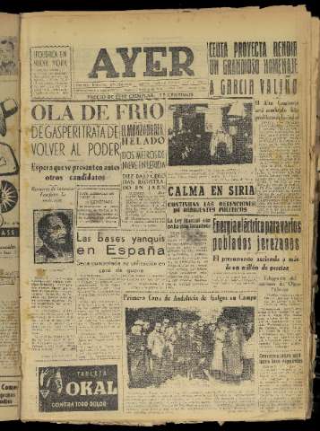 'Ayer : diario informativo de la mañana' - Año XIX Número 5464 - 1954 febrero 2